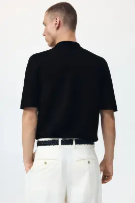 Chemise Regular Fit en maille ajourée - Noir — photo 3