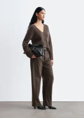 Cardigan en alpaga mélangé - Marron foncé — photo 4