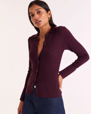 Cardigan Ombeline bordeaux — photo 3