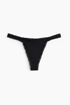 Lot de 3 strings Tanga en microfibre - Noir — photo 5