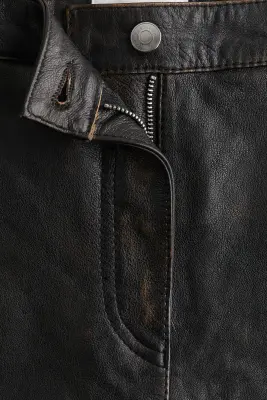Short en cuir - Marron foncé — photo 4