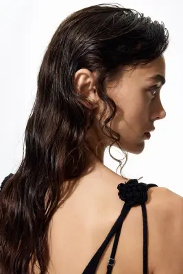 Robe en maille fine de soie mélangée - Noir — photo 2