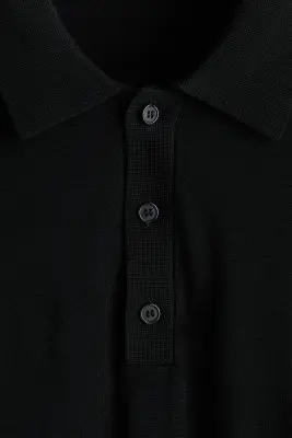 Polo Regular Fit en maille - Noir — photo 5