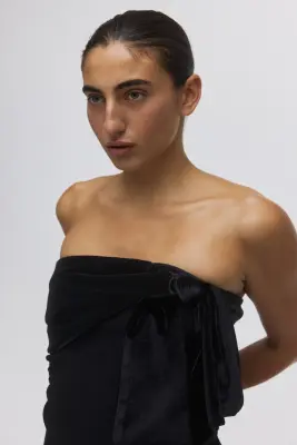 Robe tube avec nœud - Noir — photo 3