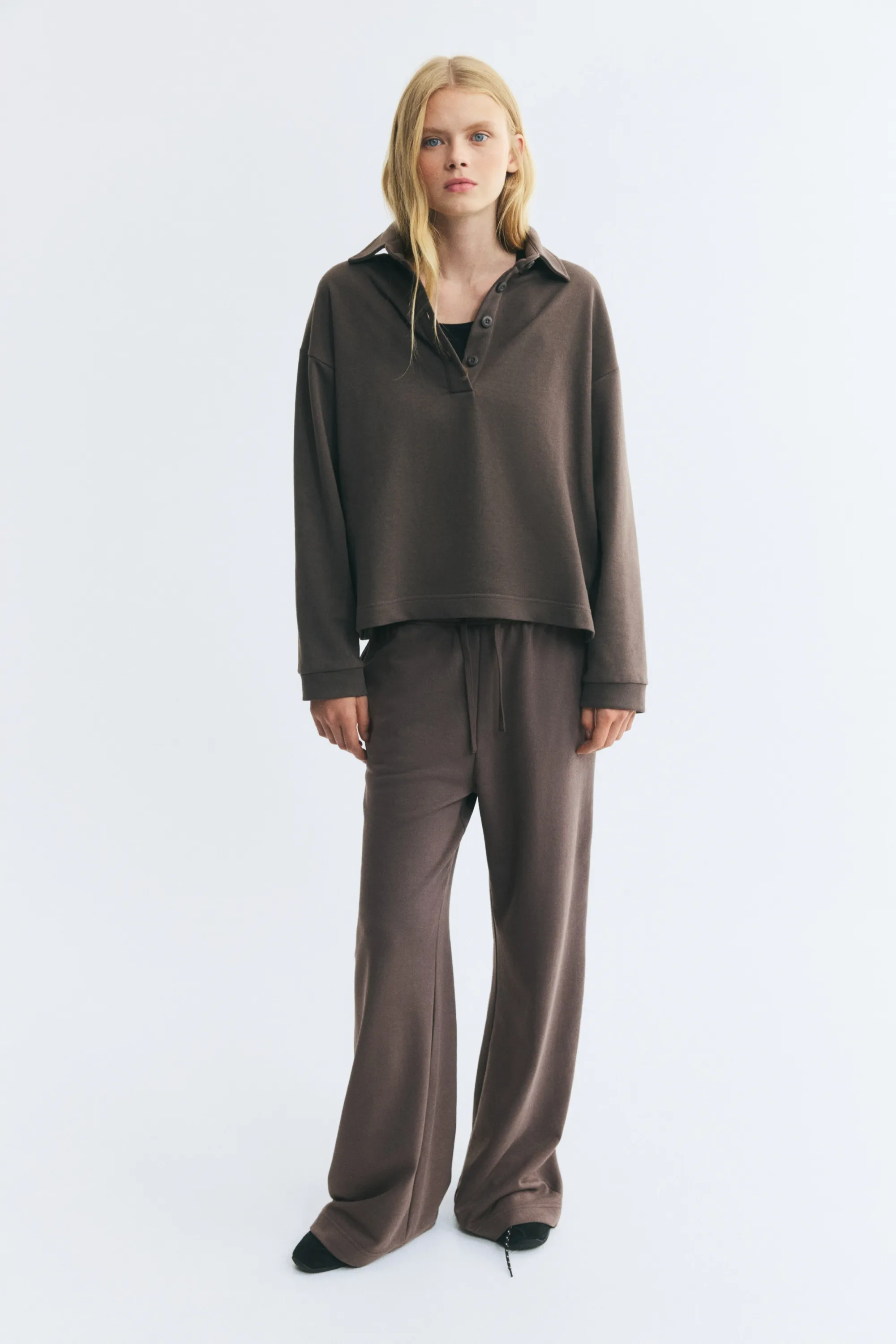 Pantalon jogger à jambes droites - Taupe foncé