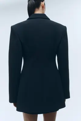 Blazer sablier en laine mélangée - Noir — photo 3