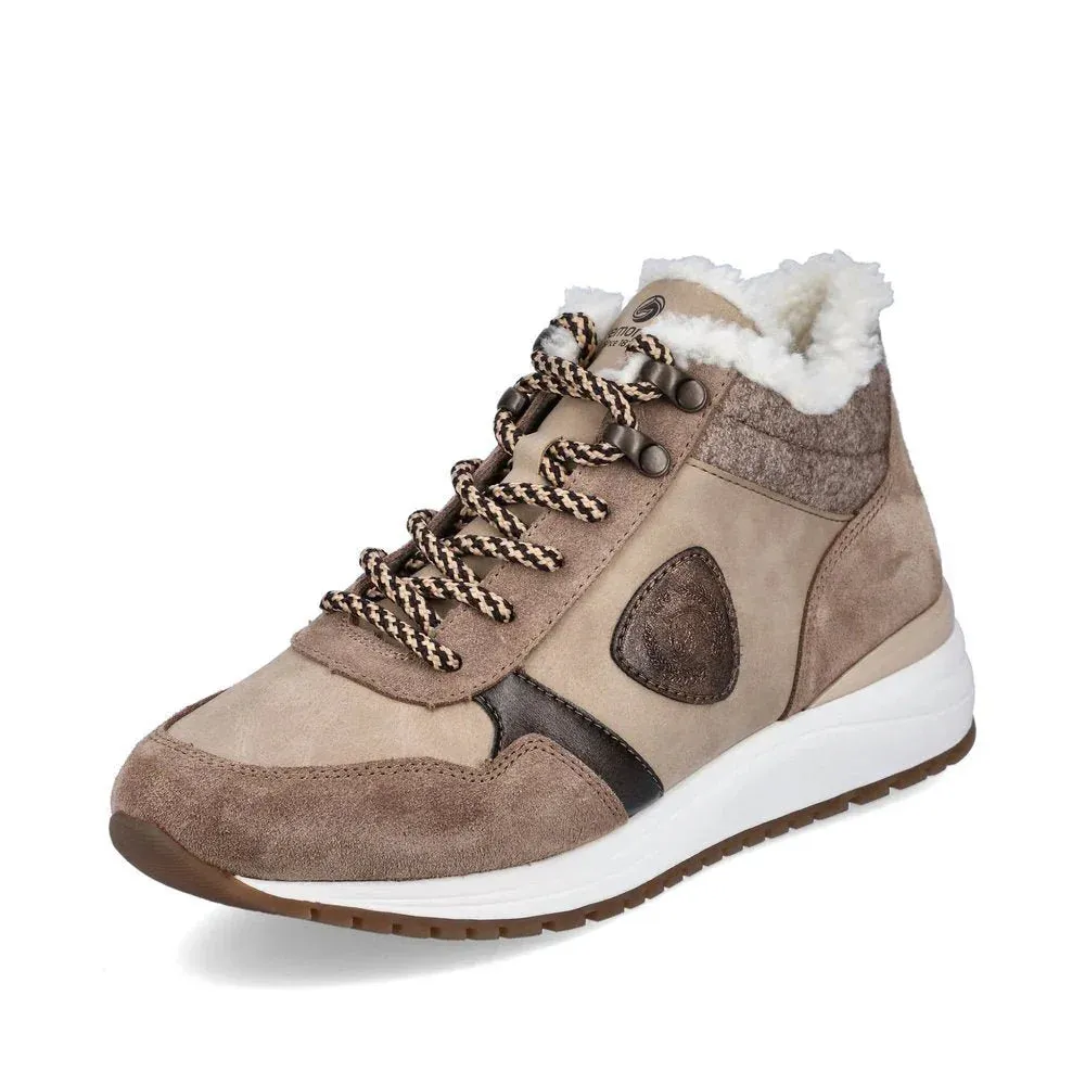 Baskets Remonte R3772-60 Beige - Lacets Zip Grande Pointure Femme