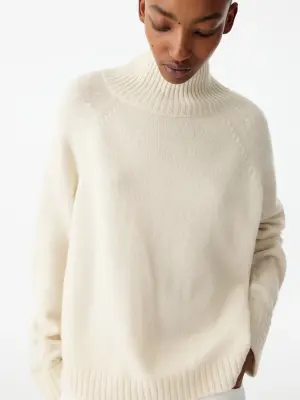 Pull en laine à col roulé - Blanc cassé — photo 3