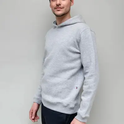 Sweat homme à capuche Henri gris chiné — photo 3
