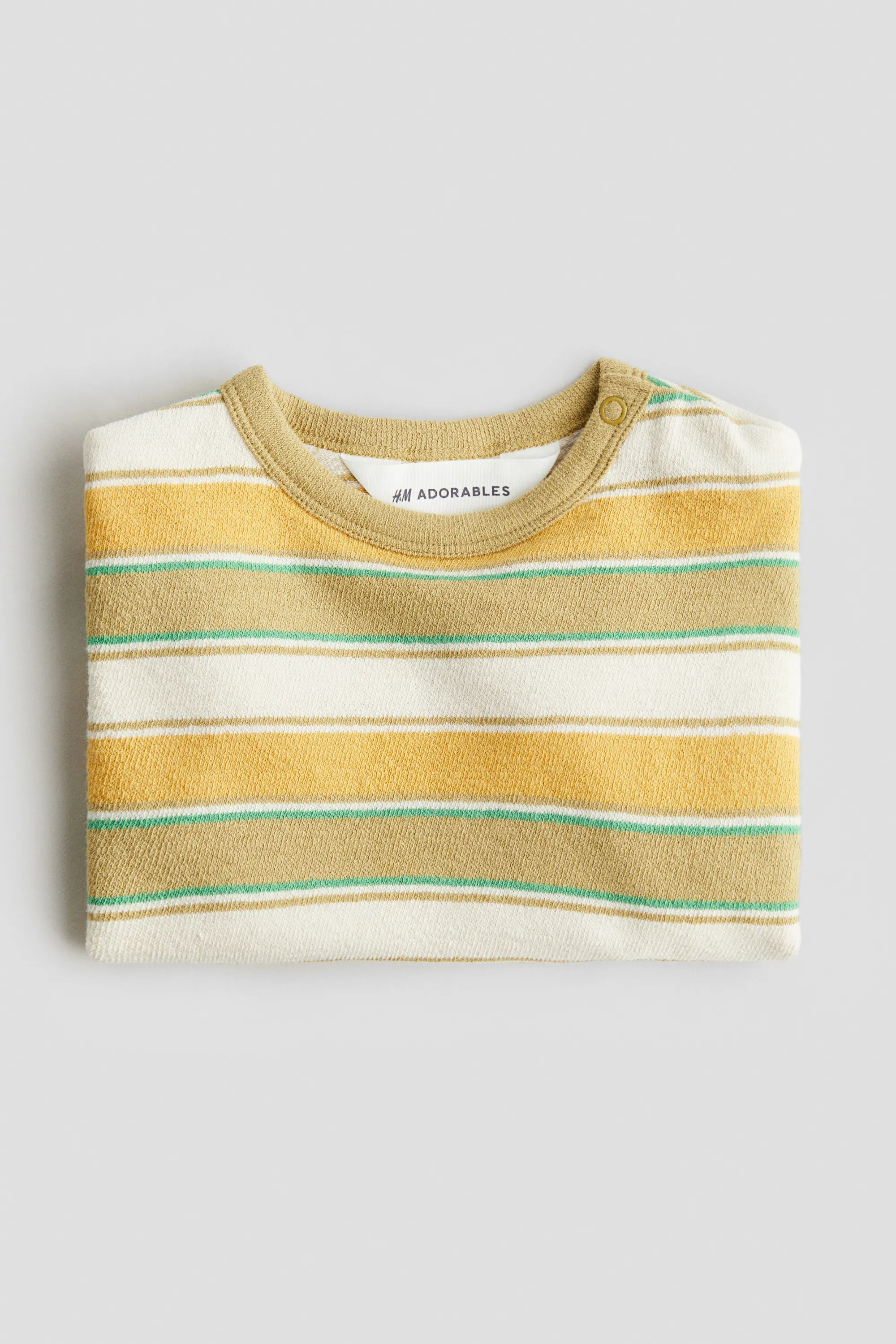 T-shirt en coton éponge - Jaune/rayé