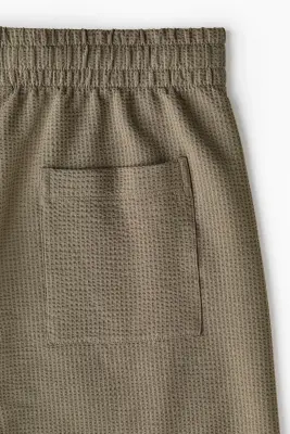 Short gaufré Relaxed Fit - Vert kaki — photo 5