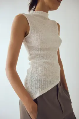 Top asymétrique froissé - Crème — photo 2