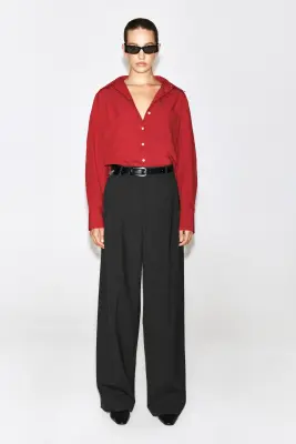 CHEMISE HABILLÉE EN COTON PIMA - ROUGE — photo 1