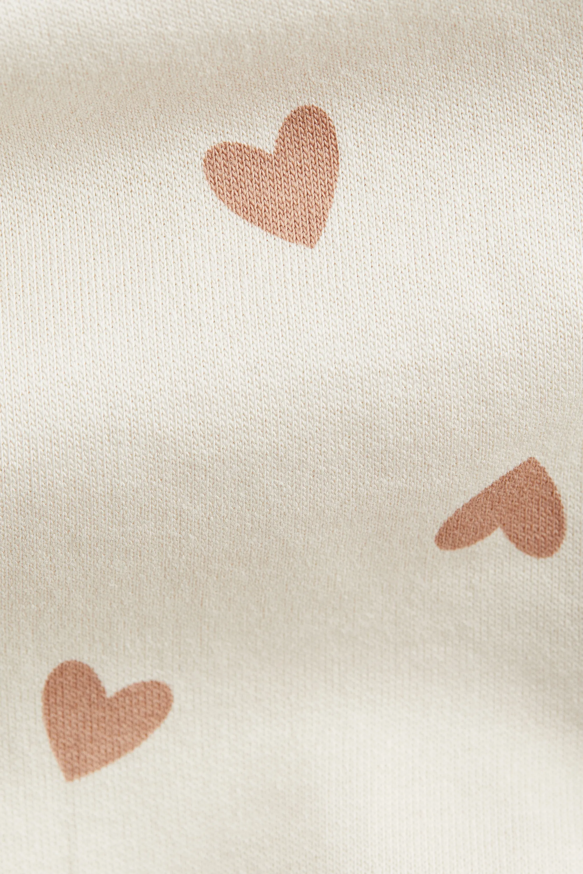 Sweat en coton - Beige clair/cœurs