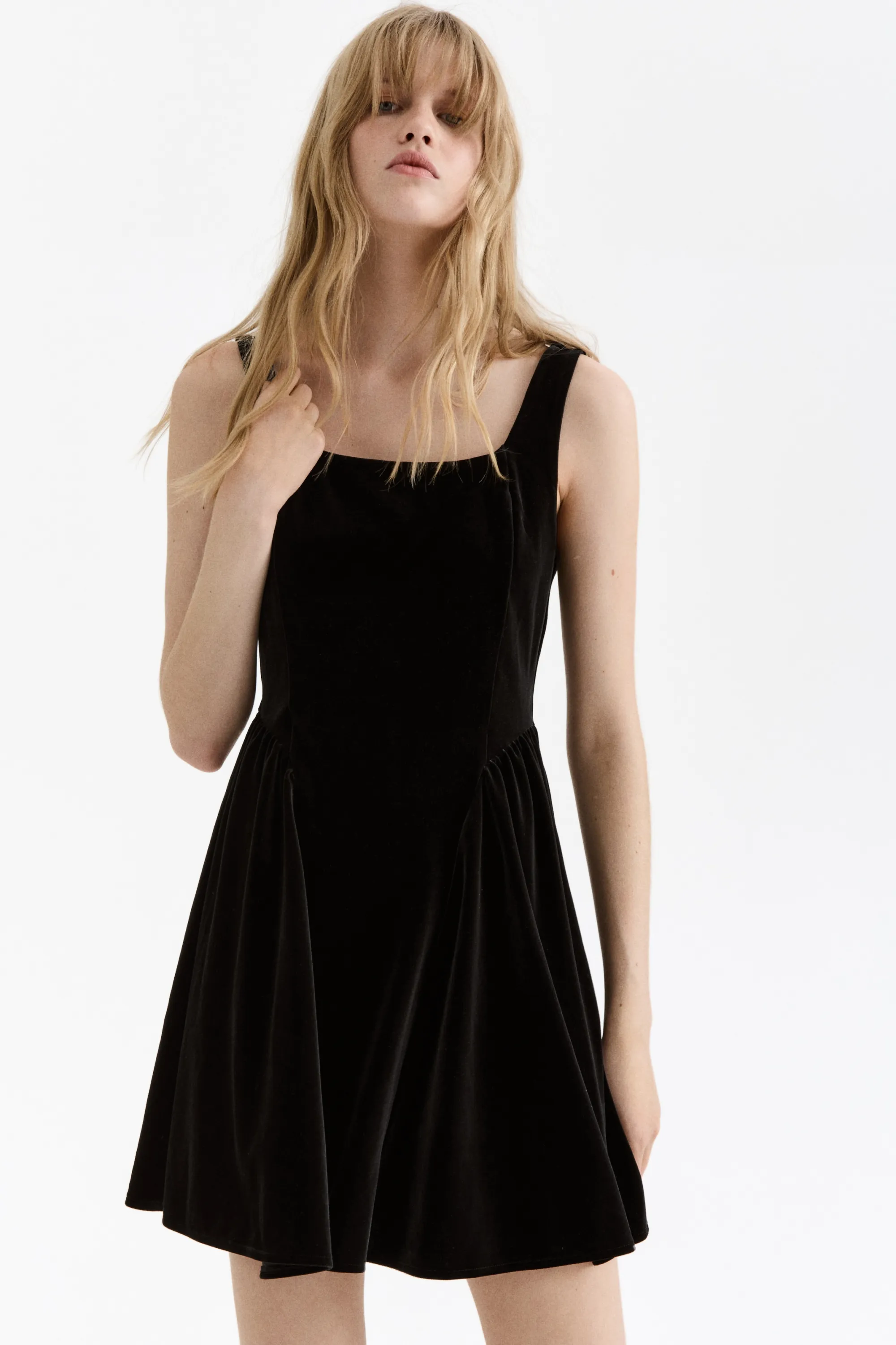 Robe sans manches en velours - Noir