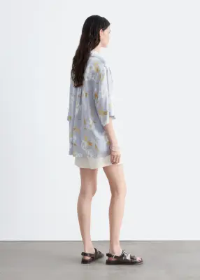 Chemise décontractée oversize - Bleu clair / Motif fleuri — photo 5