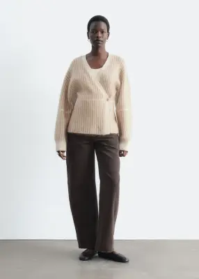 Gilet cache-cœur en mohair mélangé - Beige — photo 2