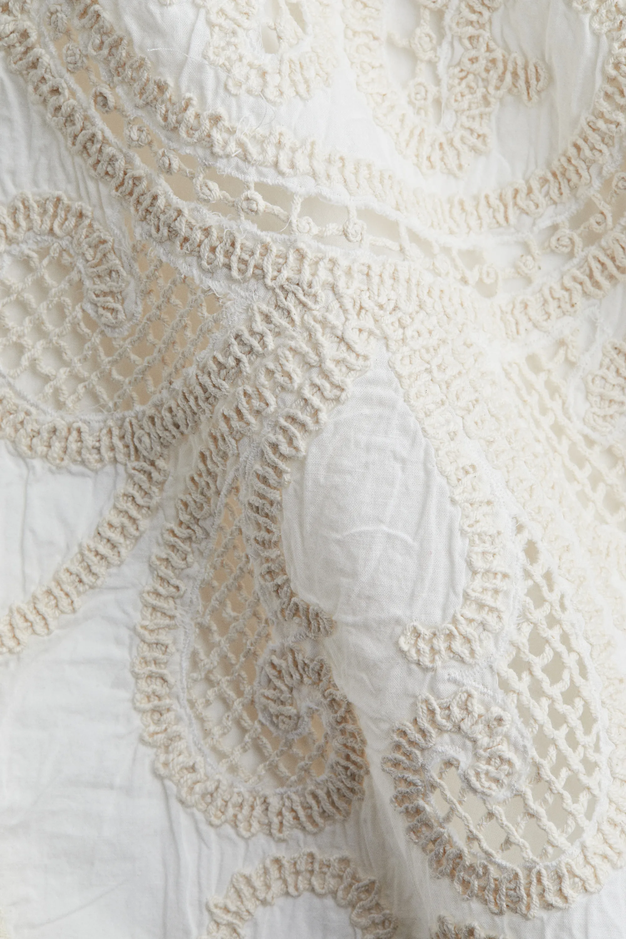 Robe droite avec broderie anglaise - Blanc/crème