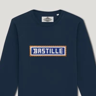 SWEAT SHIRT COTON BIO BRODÉ - BASTILLE - NAVY — photo 2