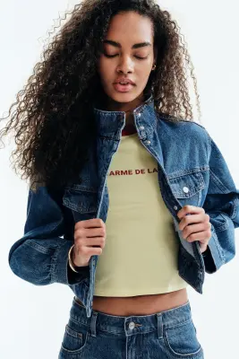 Veste courte en denim - Bleu denim — photo 2