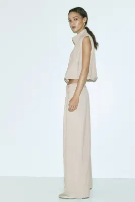 Pantalon chic à jambes larges - Beige clair — photo 4