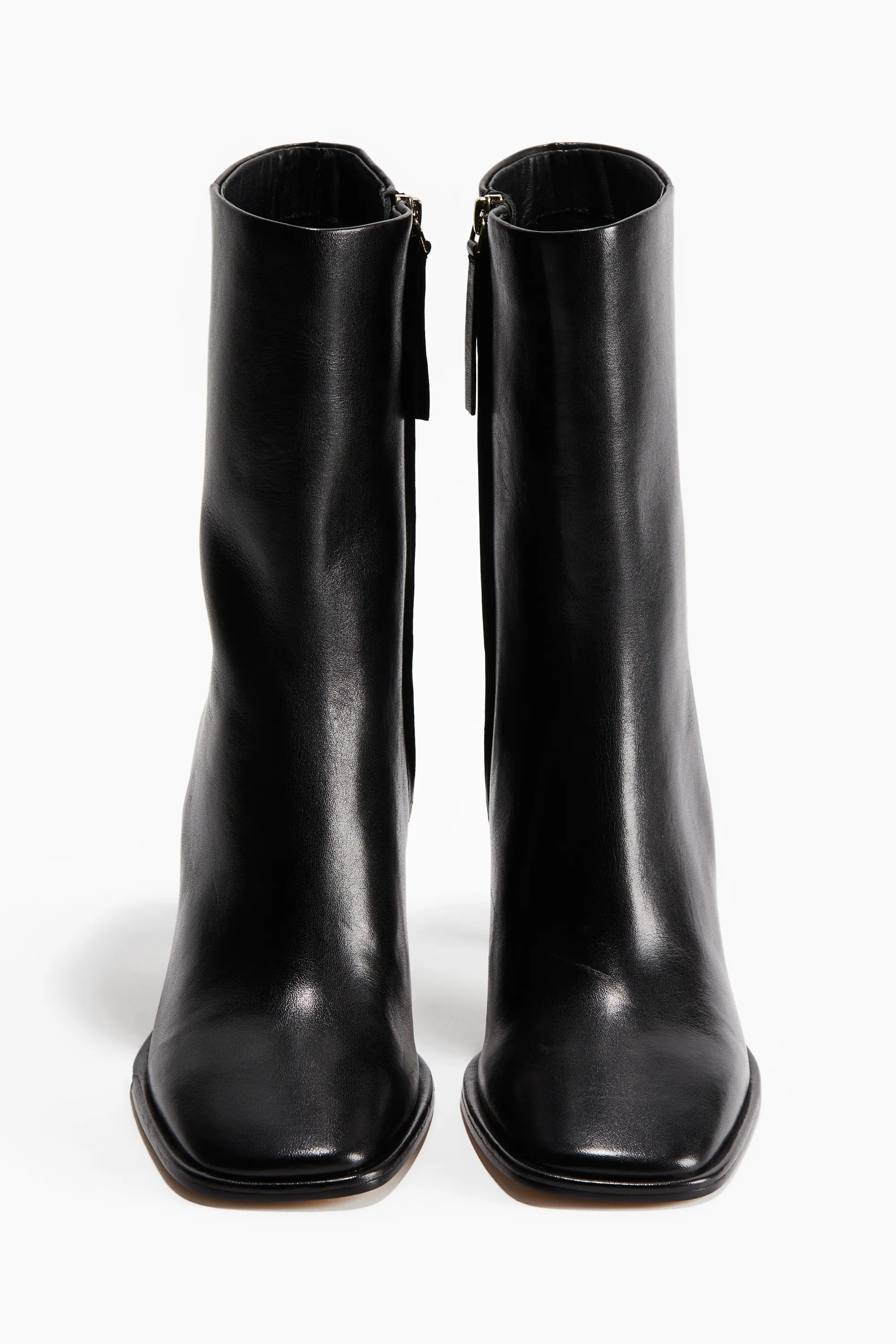 Bottines à talon en cuir - Noir