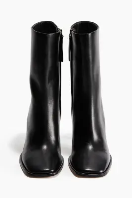 Bottines à talon en cuir - Noir — photo 1