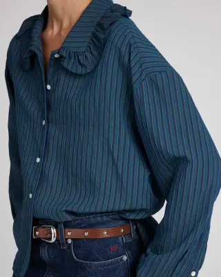 Chemise Thalia rayures vert et bleu — photo 3