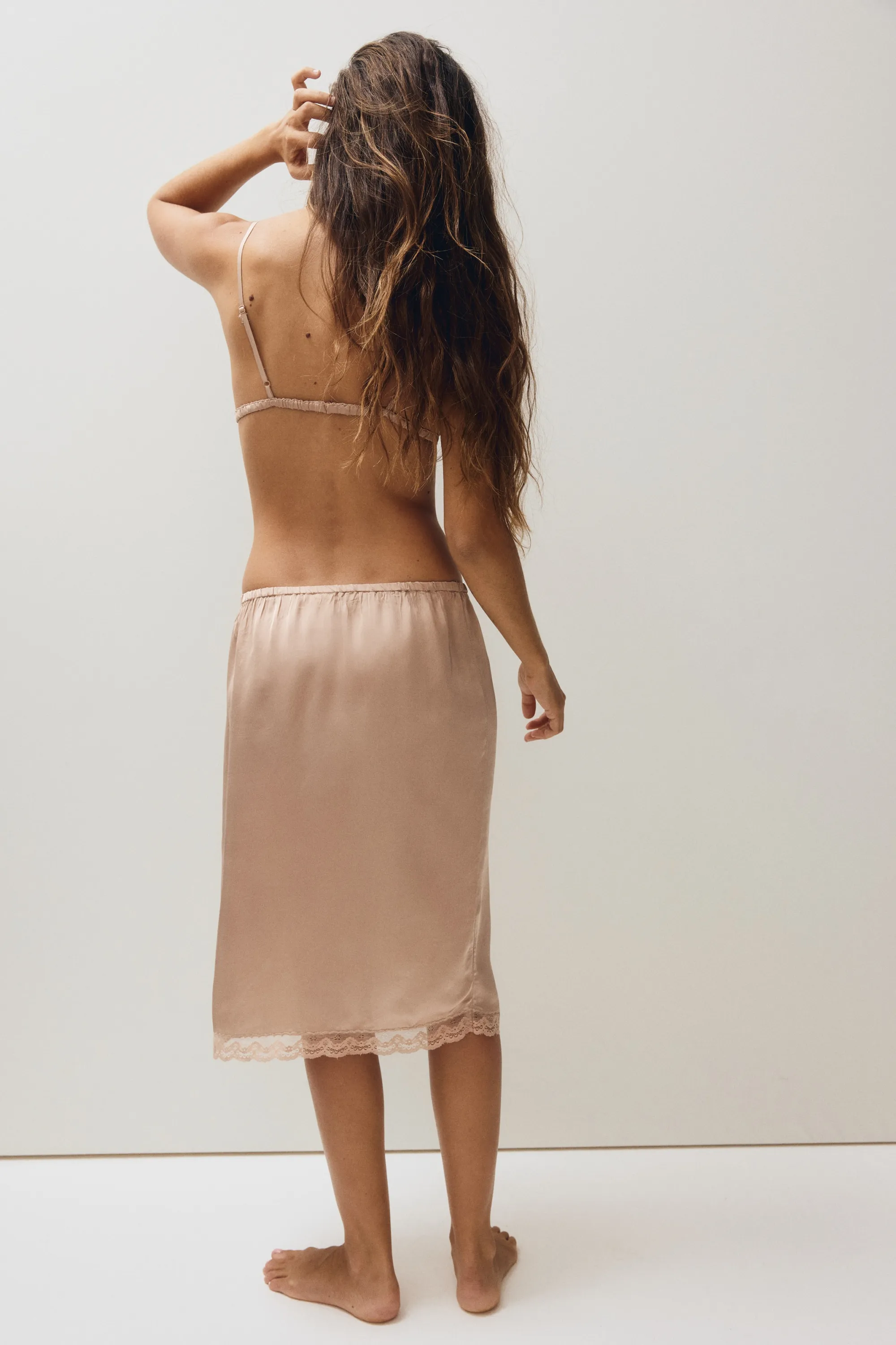 Jupe en satin de viscose - Beige