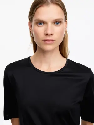 T-shirt en coton et lyocell - Noir — photo 1