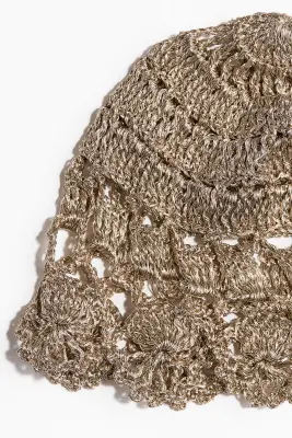 Chapeau façon crochet - Taupe/doré — photo 4