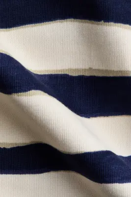 Top en coton avec ouverture - Crème/rayures bleu marine — photo 2