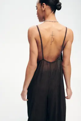 Combi-pantalon froissée - Marron foncé — photo 4