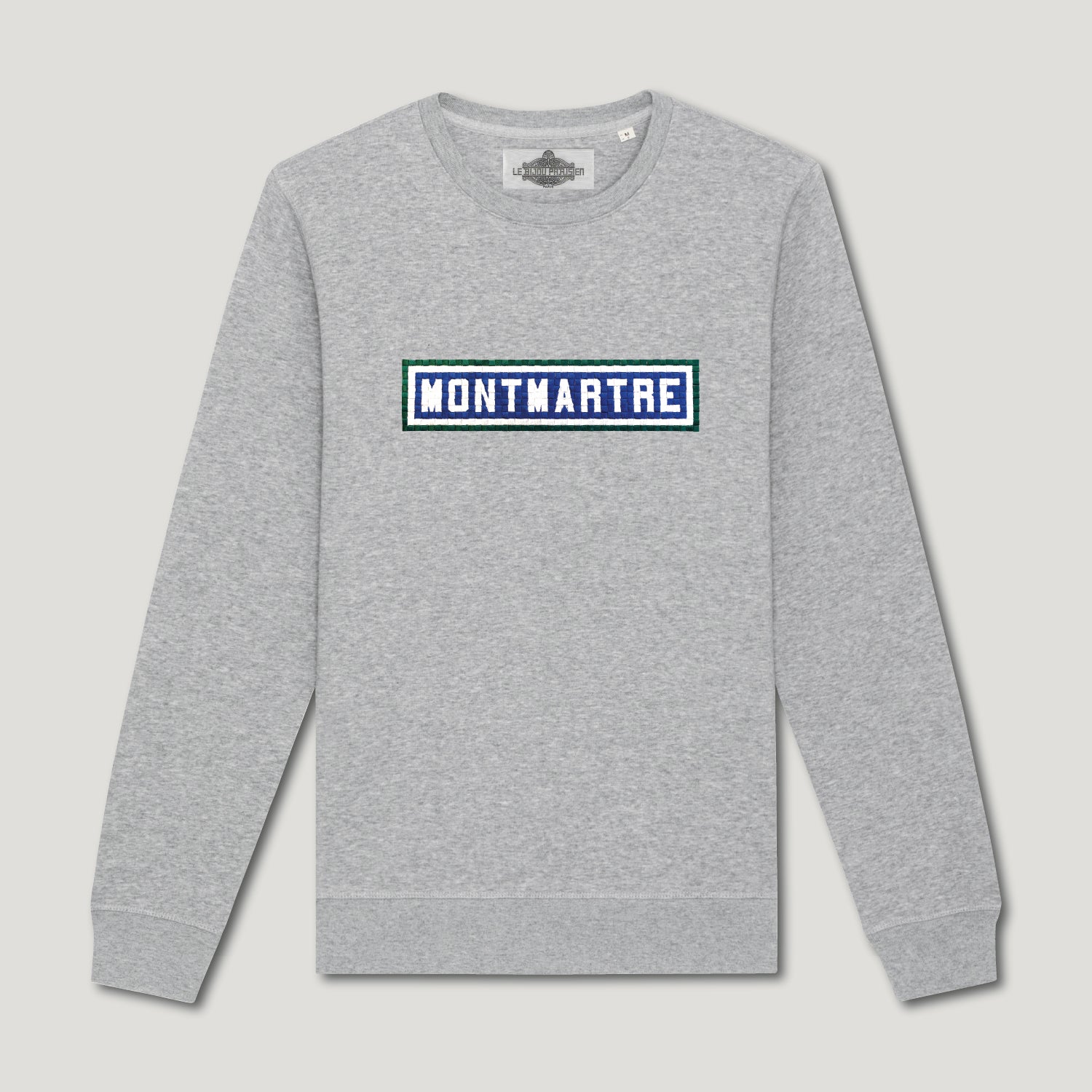 SWEAT-SHIRT COTON BIO BRODÉ - MONTMARTRE - GRIS