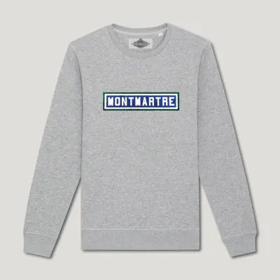 SWEAT-SHIRT COTON BIO BRODÉ - MONTMARTRE - GRIS