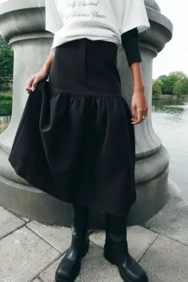 Jupe midi évasée - Noir — photo 1