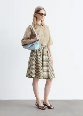 Chemise courte à ourlet plissé - Beige — photo 2