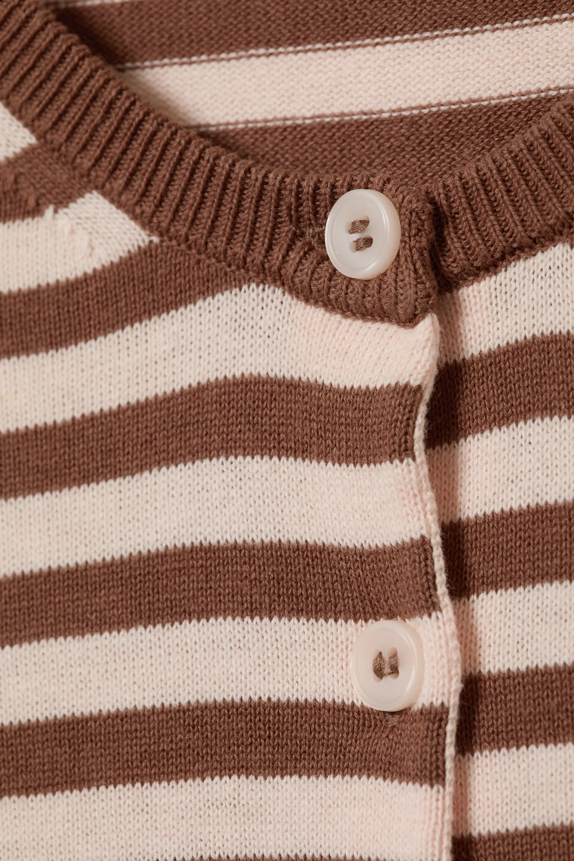 Cardigan en coton confectionné - Rayure marron