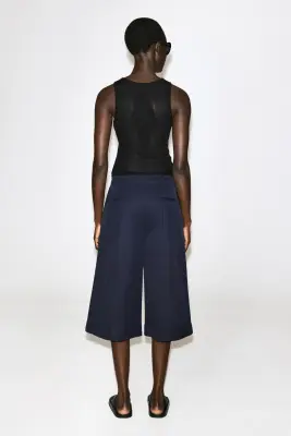 JUPE-CULOTTE TAILLEUR EN SERGÉ DE COTON - BLEU MARINE — photo 3