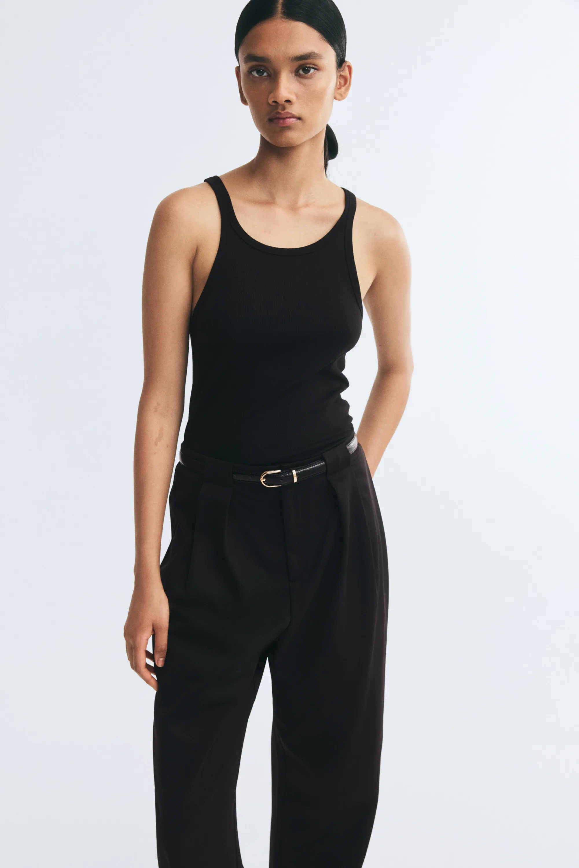 Pantalon chic avec ceinture - Noir