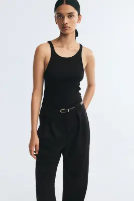 Pantalon chic avec ceinture - Noir — photo 1