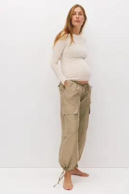 MAMA Pantalon cargo avec jambes ballon - Vert kaki clair — photo 1