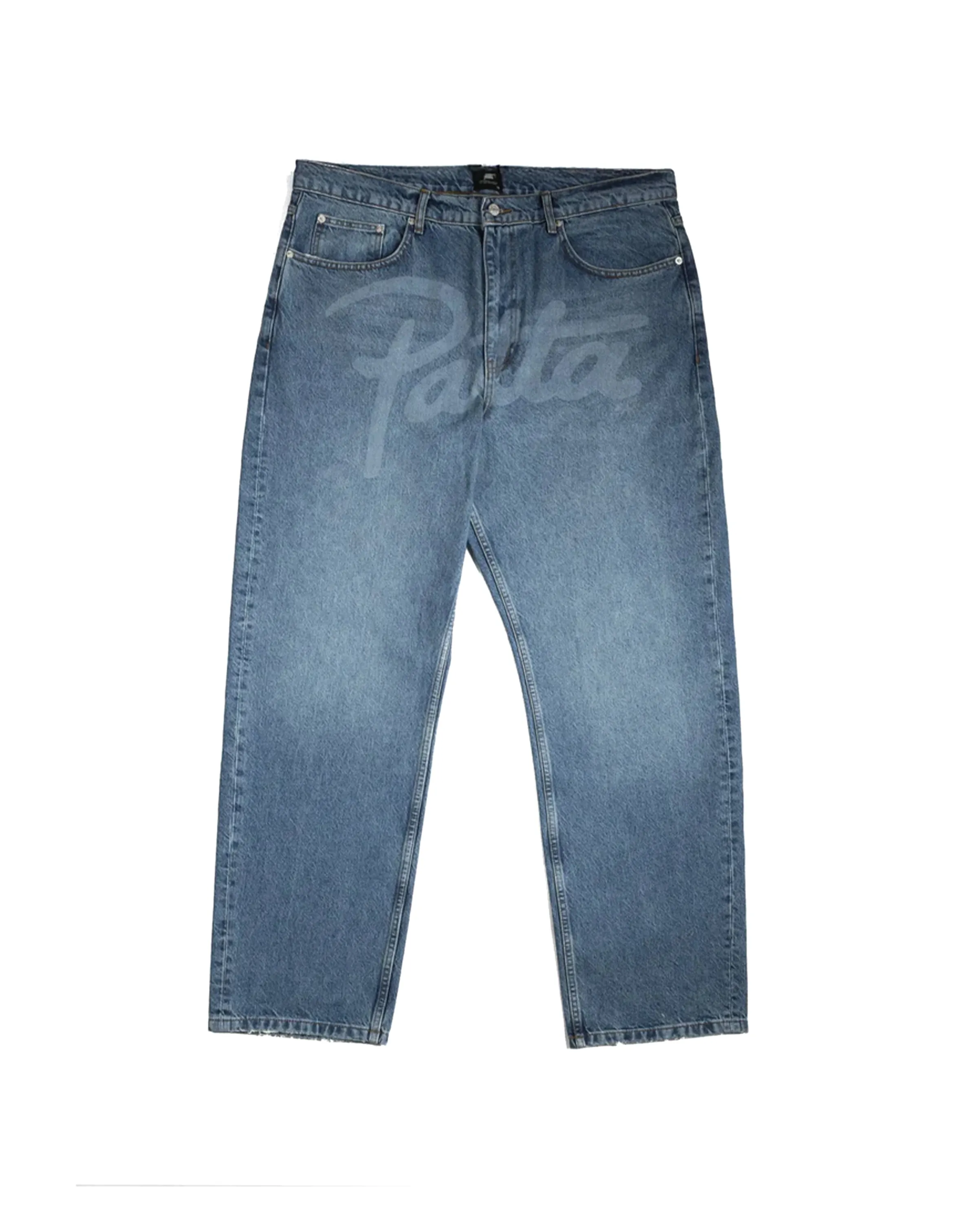 Laserprint Whiskers Denim Pants Light Blue Denim