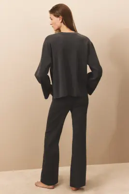 Pantalon en maille fine - Gris foncé chiné — photo 2