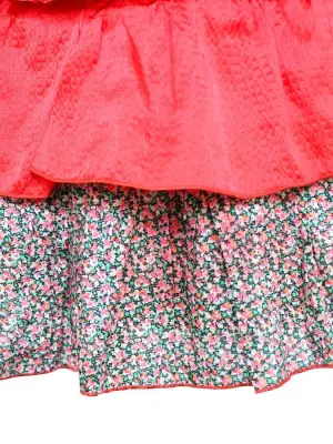 Mini jupe à volants en soie rouge vif et coton imprimé liberty NEUVE Taille 34 — photo 5