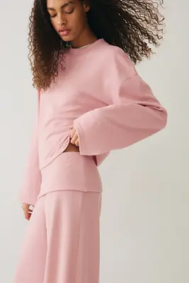 Ensemble 2 pièces top et pantalon en jersey - Rose ancien — photo 2