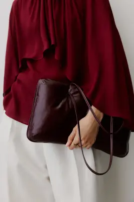 Blouse façon cape - Rouge foncé — photo 3