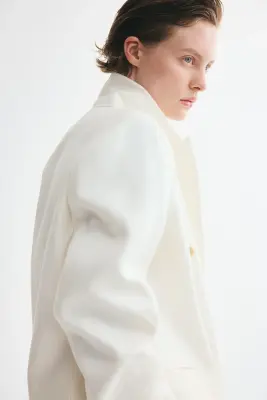 Blazer en lin à fermeture croisée - Blanc — photo 3