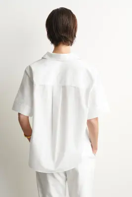 CHEMISE OVERSIZE À MANCHES COURTES - BLANC — photo 4