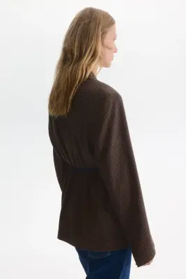 MAMA Blazer avec ceinture - Marron foncé/carreaux — photo 2